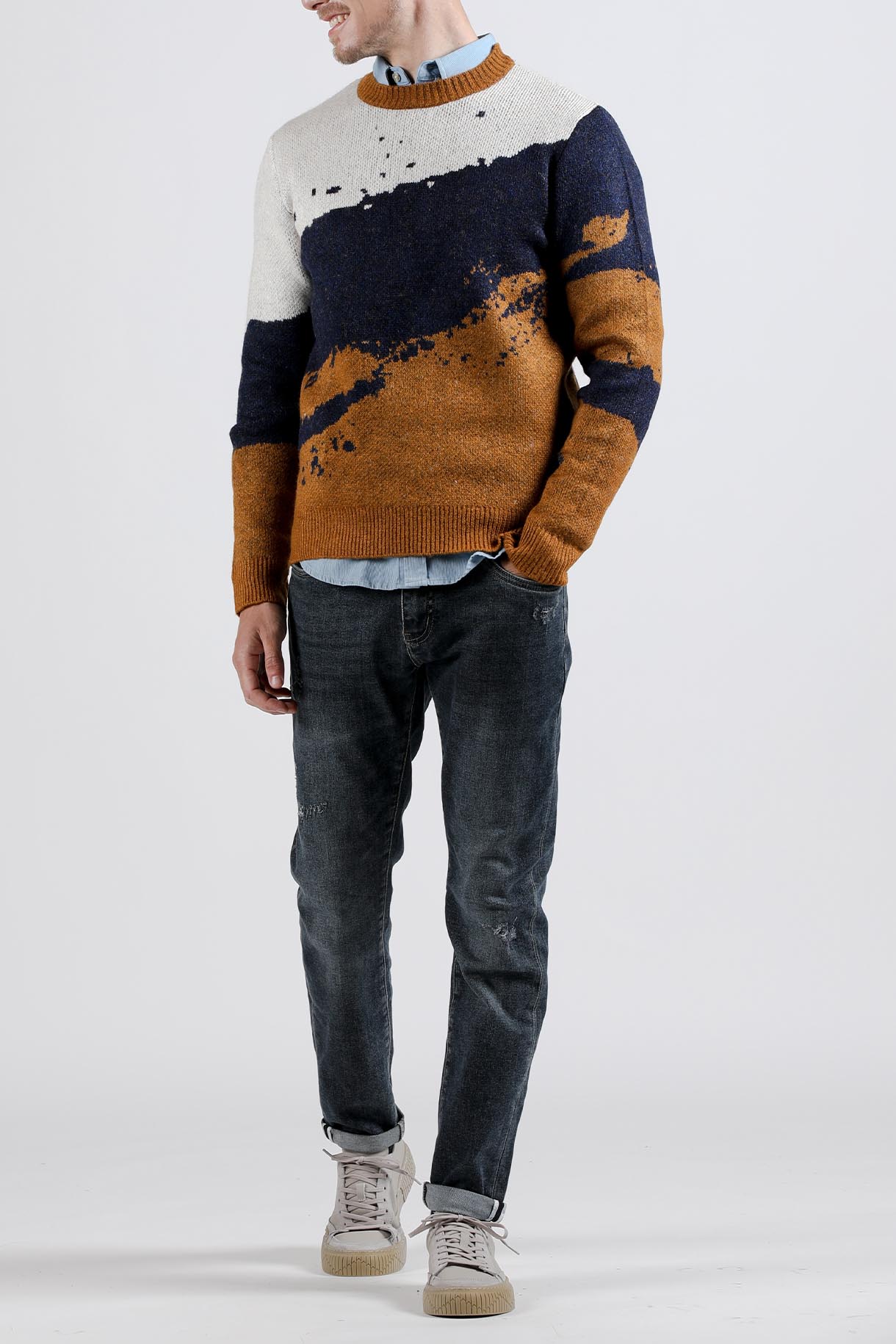 패턴 니트 스웨터